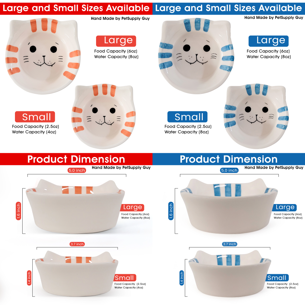 PetSupply Guy Cat Bowl Round Striped all colors-2