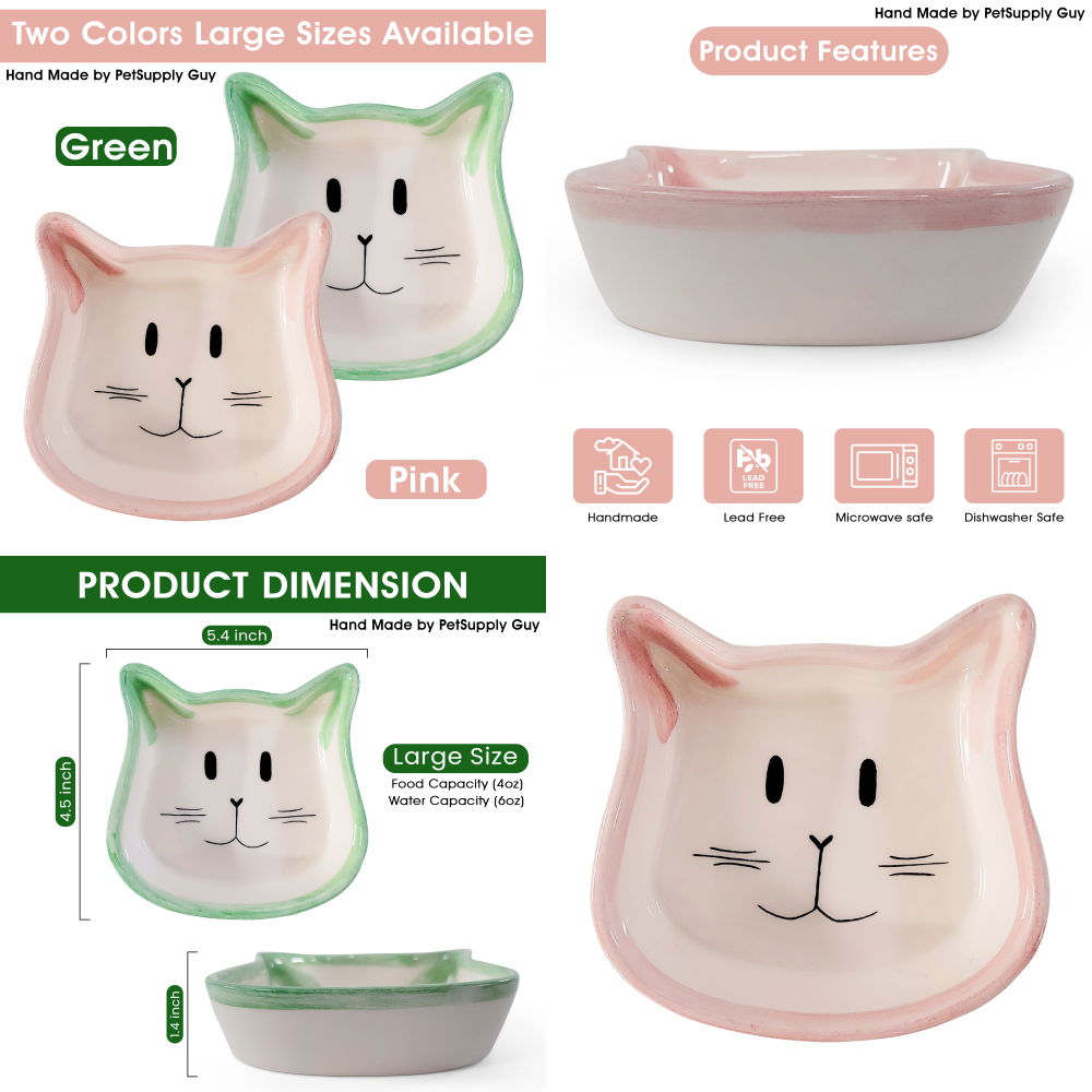 PetSupply Guy Cat Face Bowl all colors-2